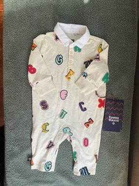 Rowing Blazers x Target Cream Polo Alphabet One-Piece with Multicolor Letters